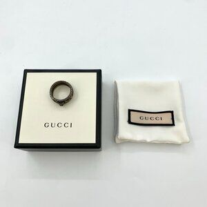Gucci Sterling Silver Lion Head Band Ring Size 16 With Box & Pouch